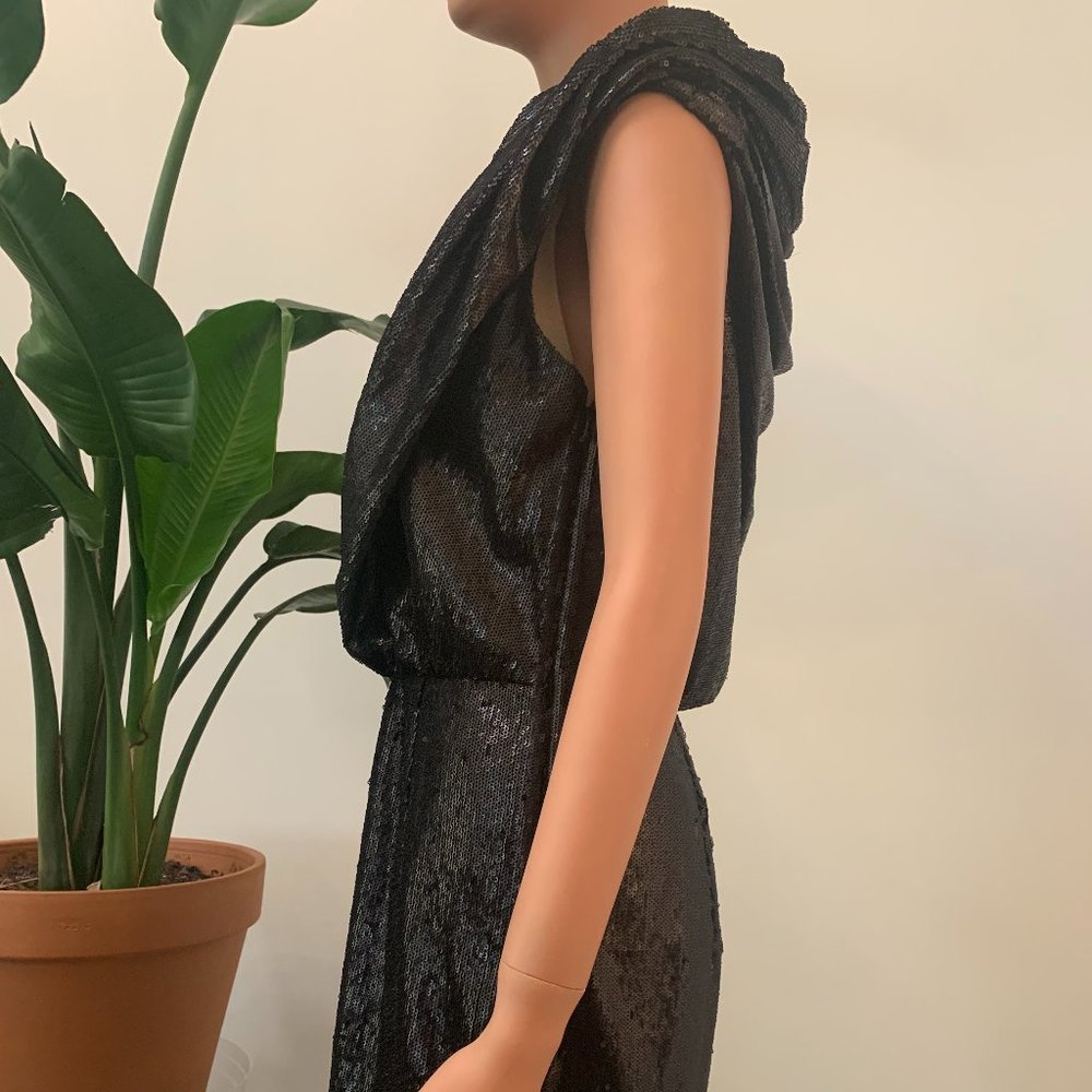 Black sequin cocktail dress